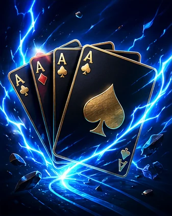 Original Electric card room editorial artwork for Mega Ace